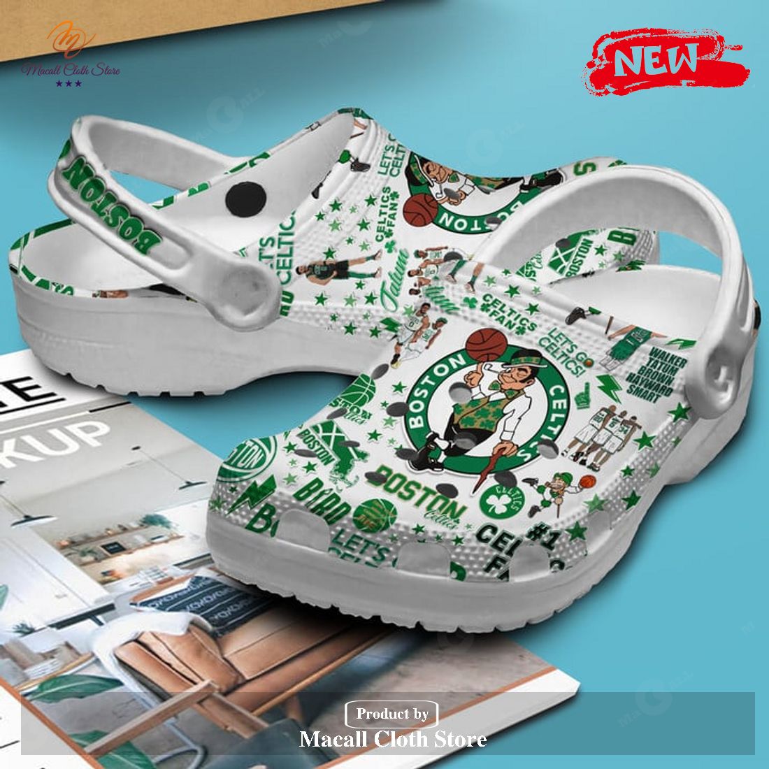 Boston Celtics 2023 NBA Premium BTC LA White V2 Crocs Classic Clog Shoes