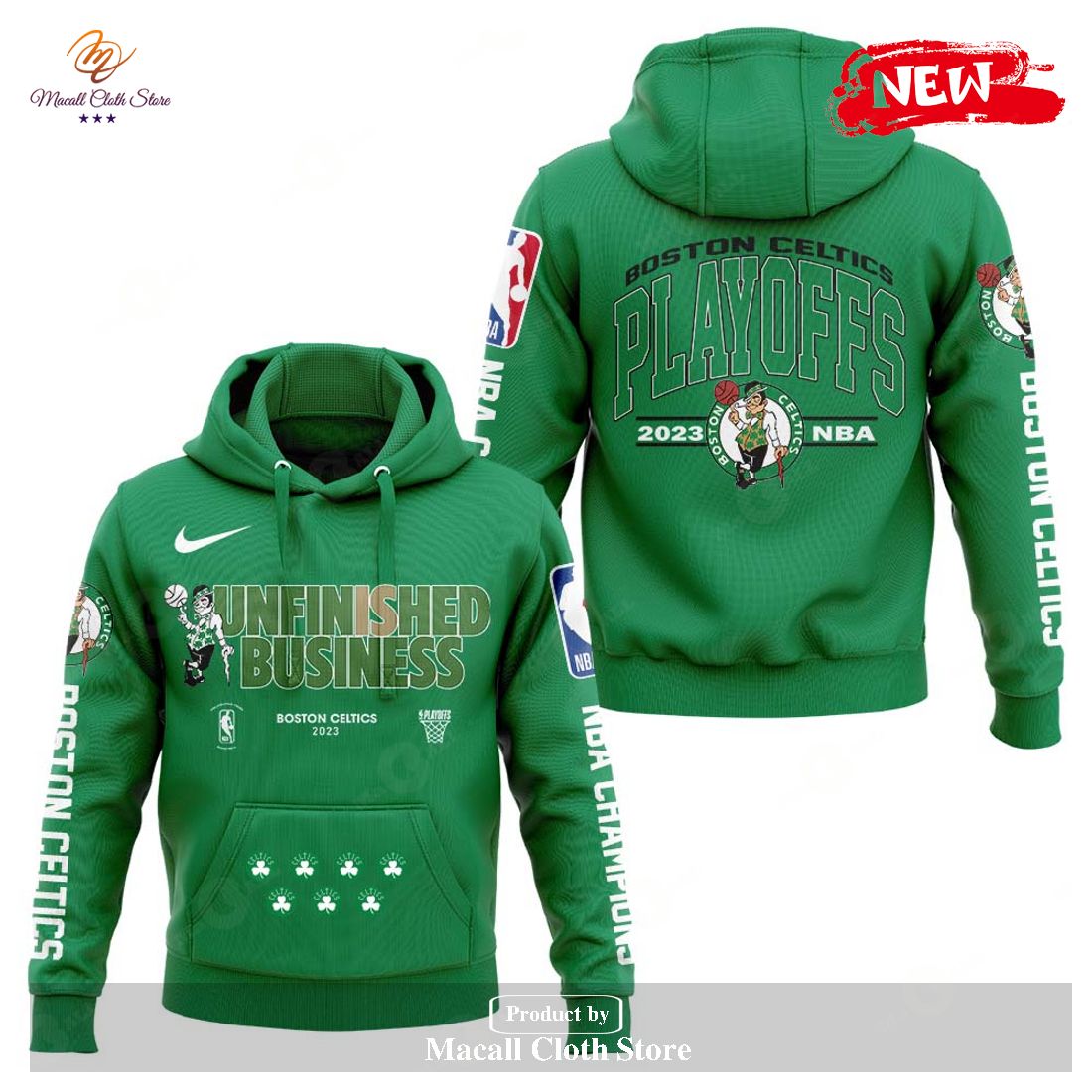 Boston Celtics 2023 NBA Playoffs Mantra Green Hoodie Sweatshirt 3D