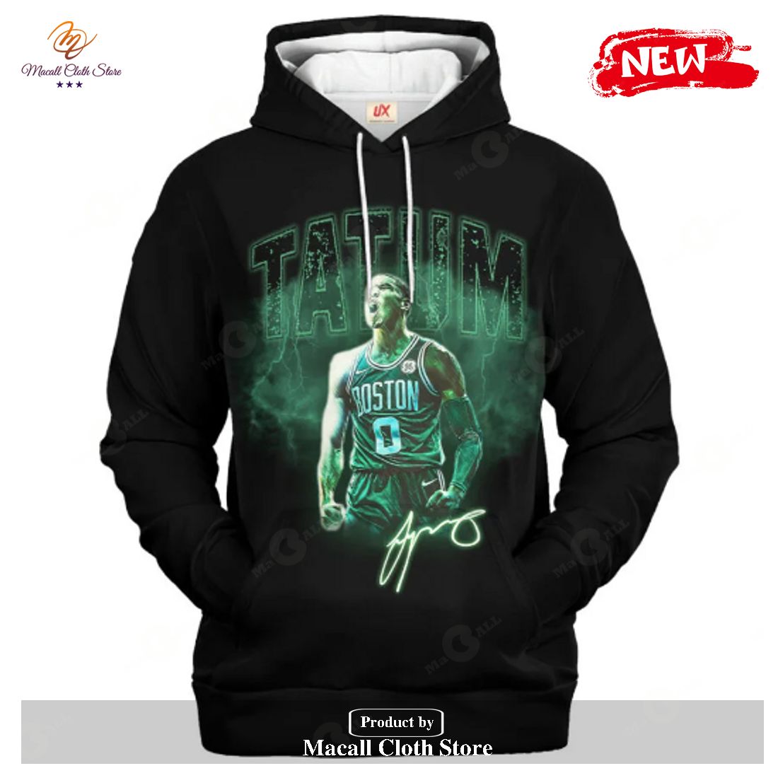 Boston Celtics Jayson Tatum V3 Black Style Jogger Hoodie Sweatshirt 3d