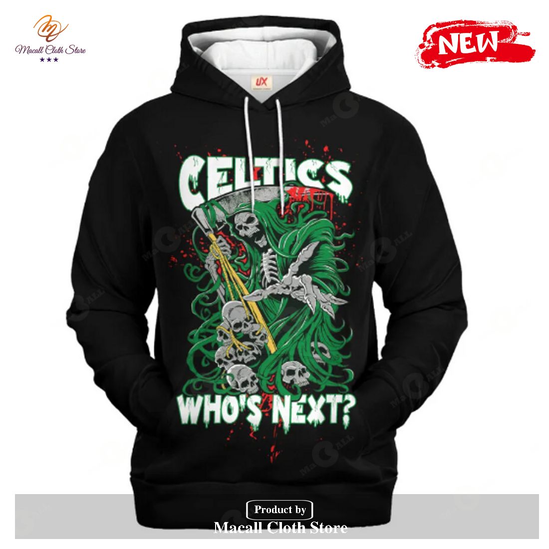 Boston Celtics Who Next Skull Jogger Design Hoodie Sweatshirt 3D