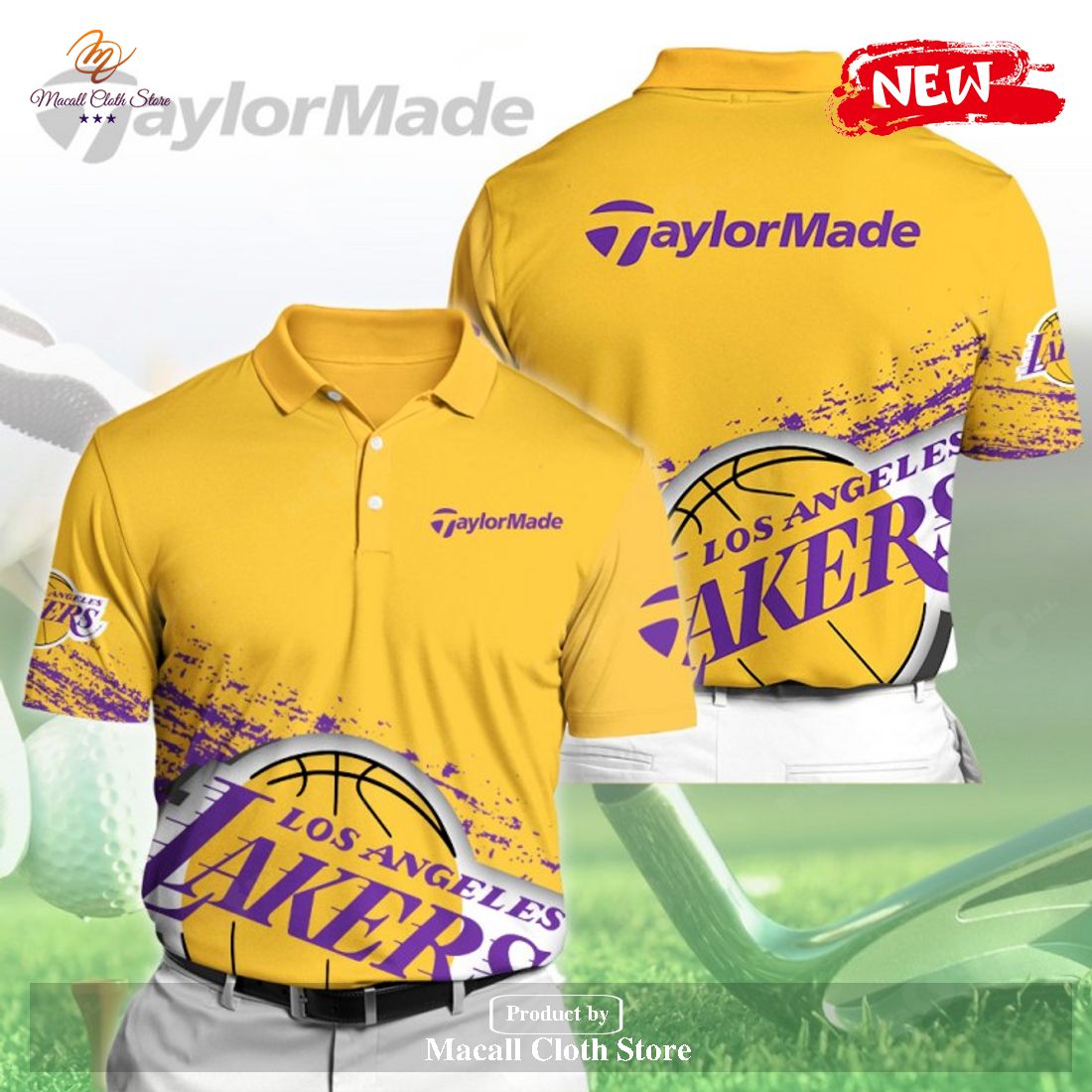 Los Angeles Lakers x TaylorMade Yellow Polo Shirt Los Angeles Lakers x TaylorMade Yellow Polo Shirt