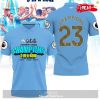 Premier League Champions Manchester City 3 In A Row 2023 V7 Polo Shirt