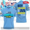 Premier League Champions Manchester City 3 In A Row 2023 V8 Polo Shirt