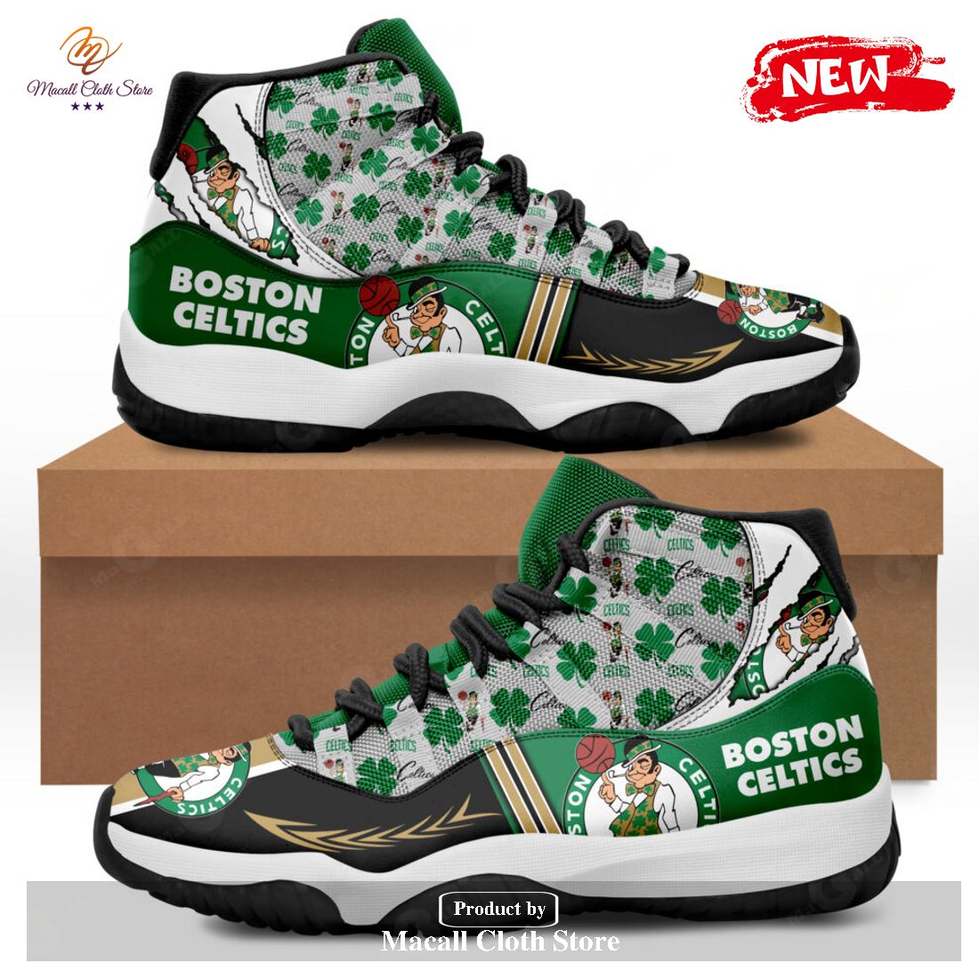 Boston Celtics Basketball Team Green Retro Air Jordan 11 Sneakers Shoes