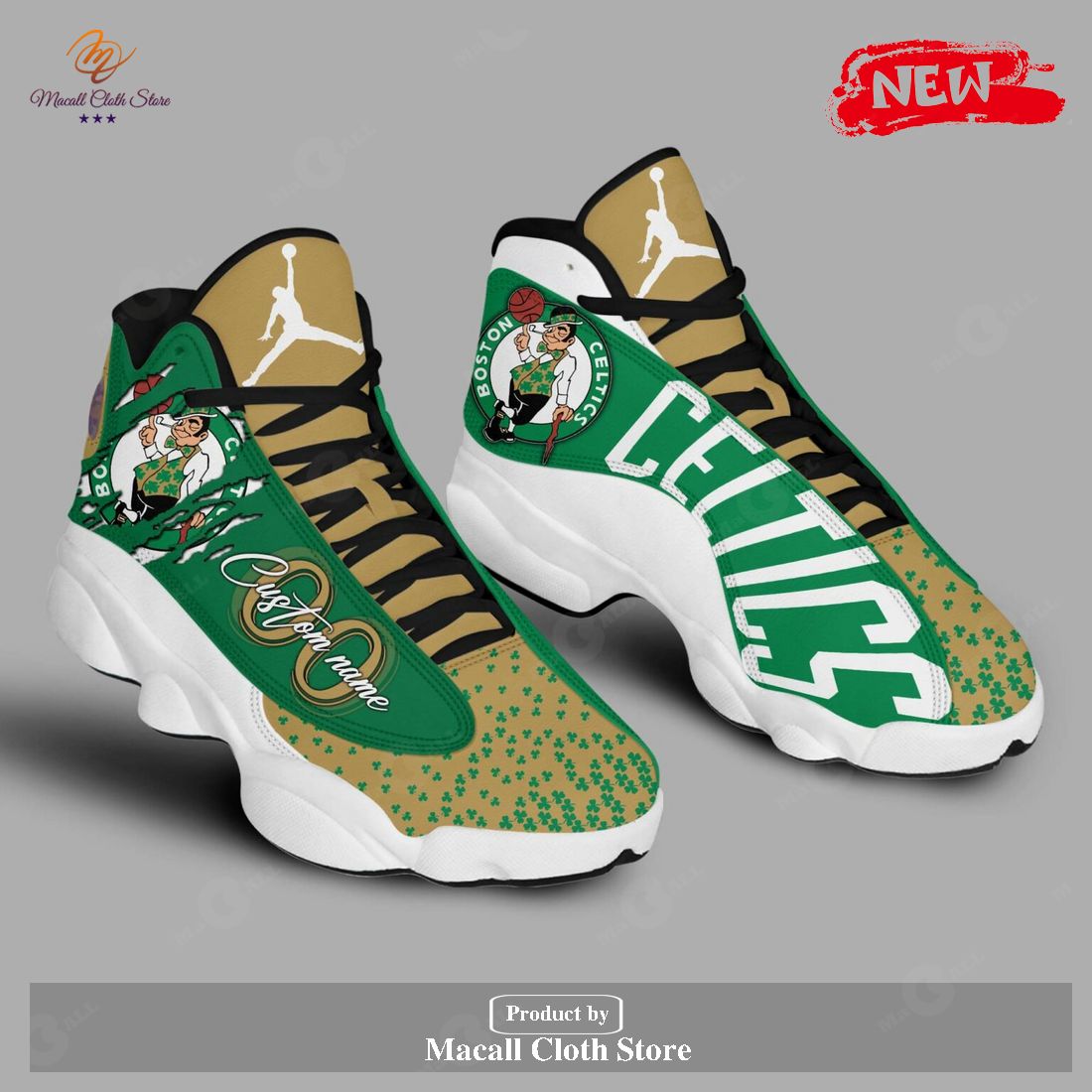 Personalized Name NBA Celtics Jordan Green Retro 13 Air Jordan 11 Sneakers Shoes