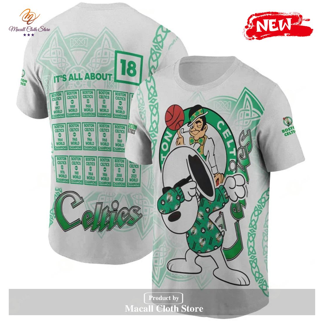 Boston Celtics - National Basketball Association 2023 White Unisex AOP T Shirt Boston Celtics - National Basketball Association 2023 White Unisex AOP T Shirt