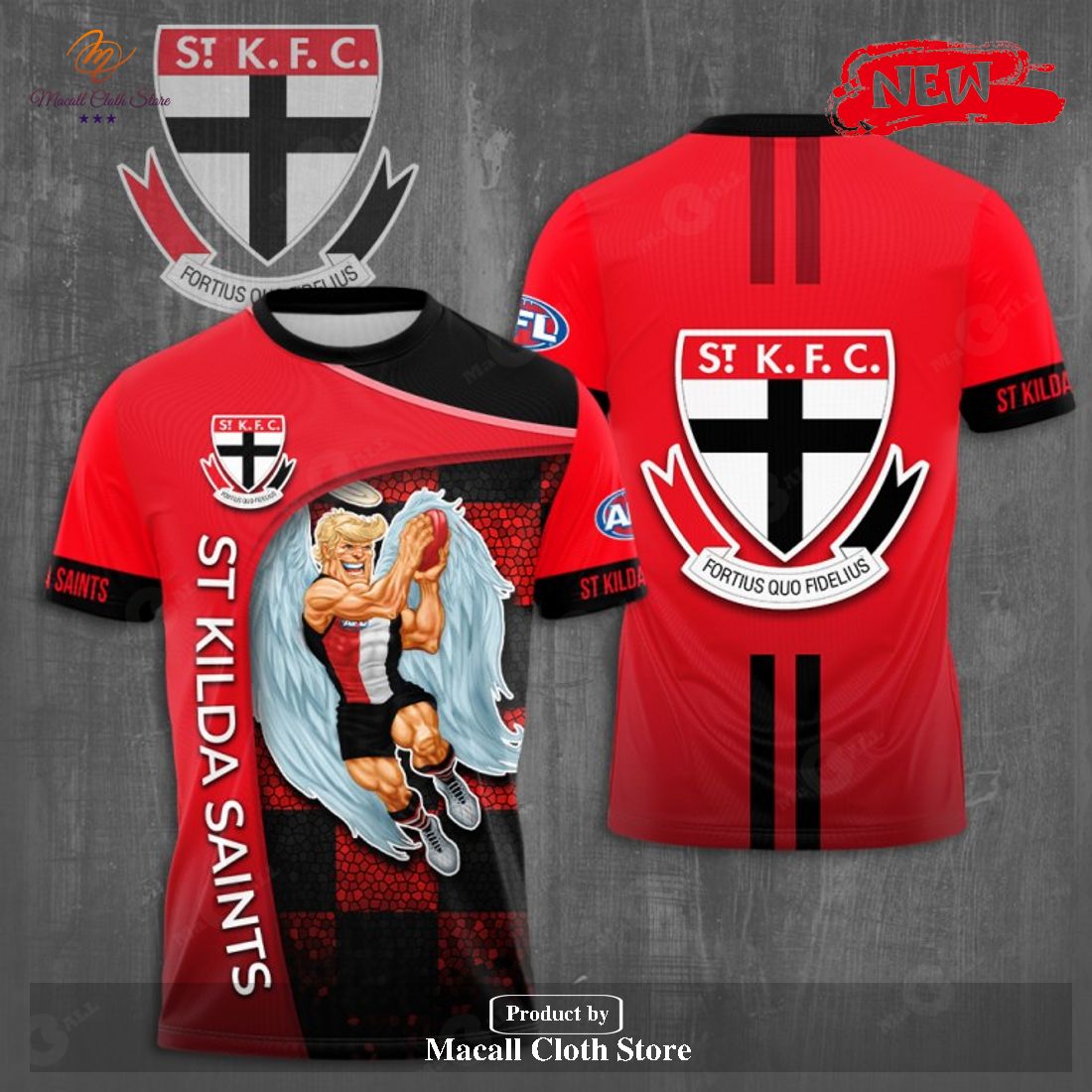 St Kilda Saints x Australia Football Club 3D Red Apparels T-Shirt St Kilda Saints x Australia Football Club 3D Red Apparels T-Shirt