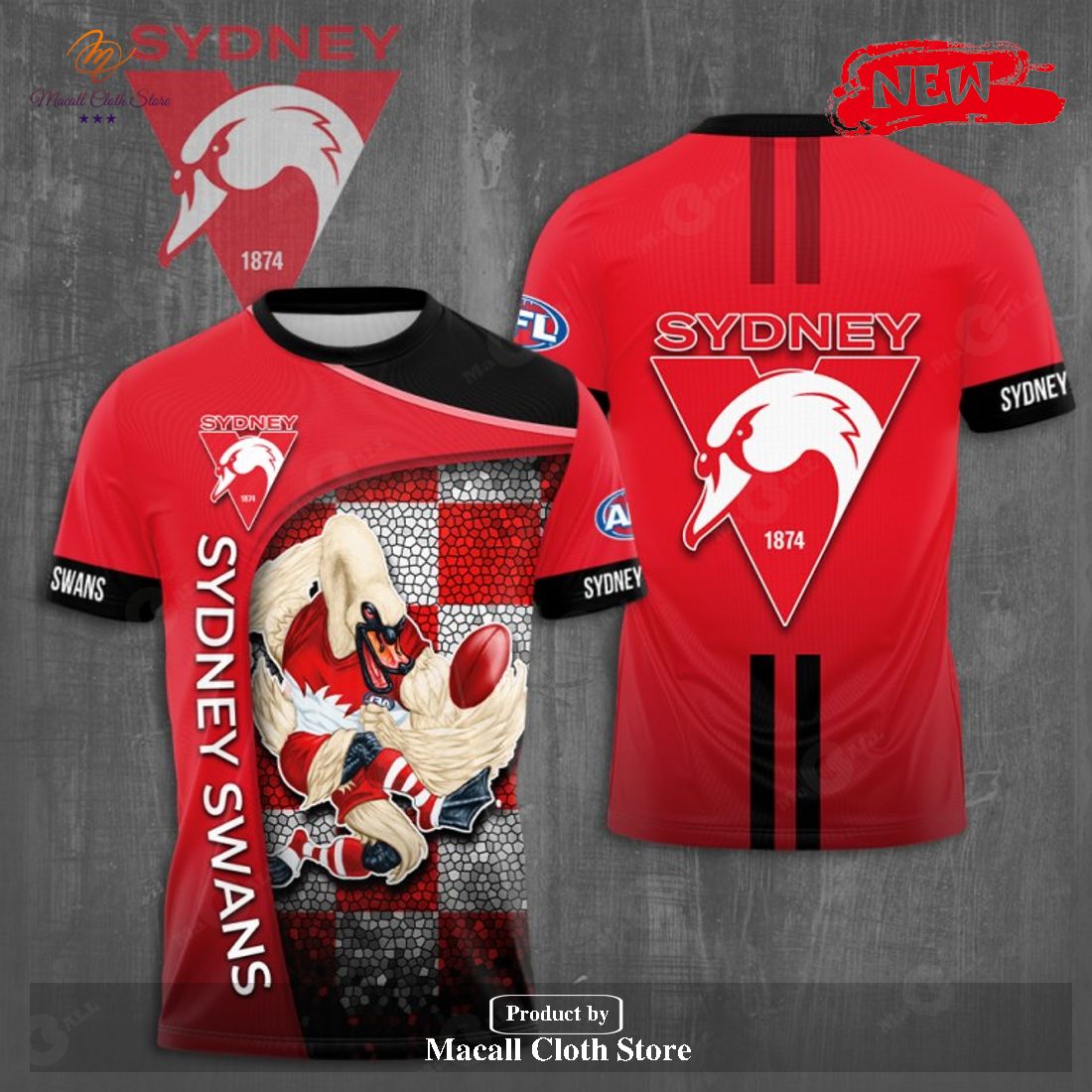 Sydney Swans x Australia Football Club 3D Red Apparels T-Shirt Sydney Swans x Australia Football Club 3D Red Apparels T-Shirt