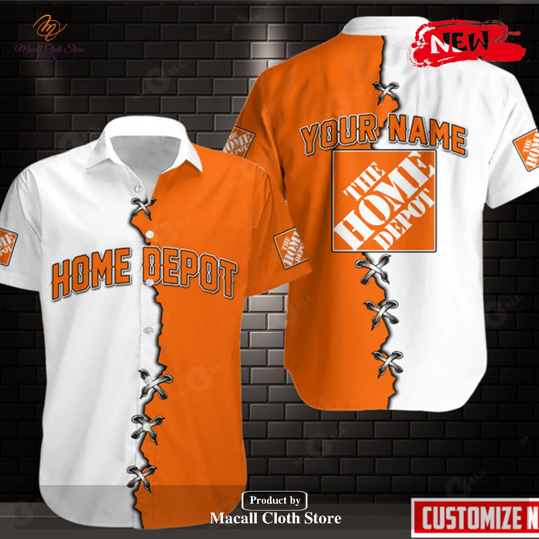 Personalized Name Home Depot Mix Color Hawaiian Shirt and Short