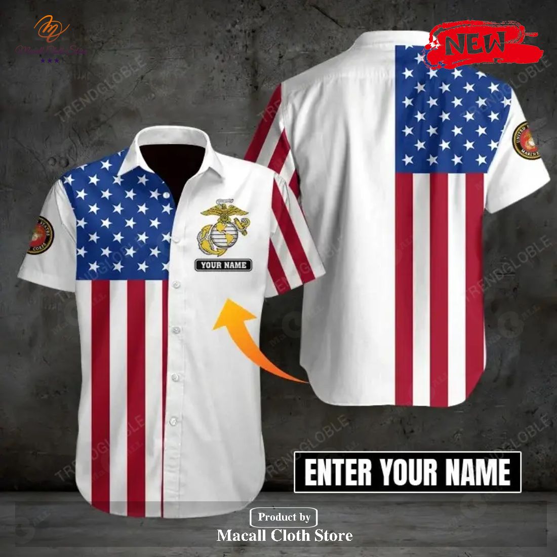 Personalized Name US Marine American Flag Design Hawaiian Shirt and Short Personalized Name US Marine American Flag Design Hawaiian Shirt and Short