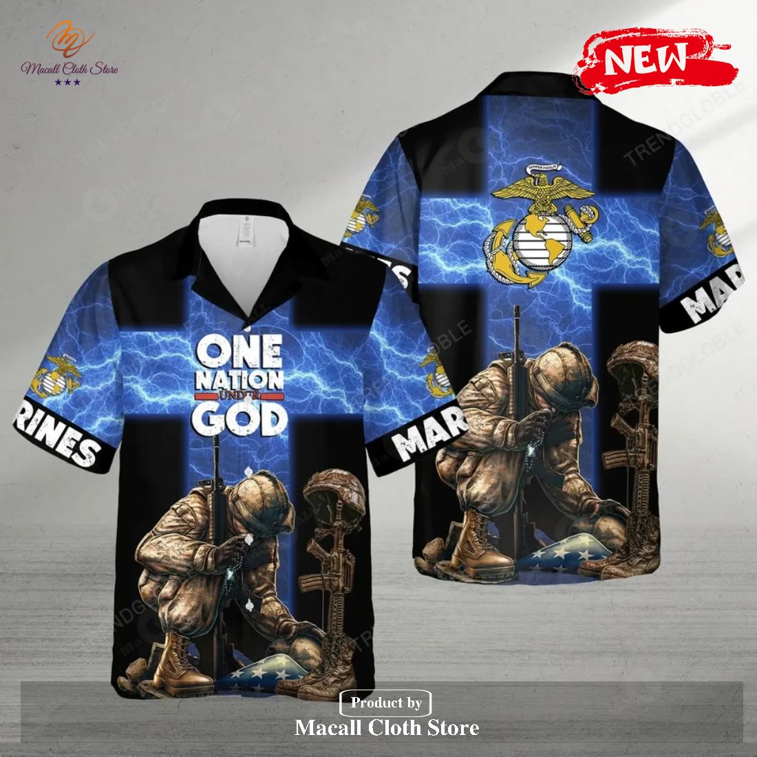 US Marine Corps One Nation Under God Design Hawaiian Shirt and Short US Marine Corps One Nation Under God Design Hawaiian Shirt and Short