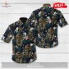 US Marine Red Flowers Leaf Design Hawaiian Shirt and Short