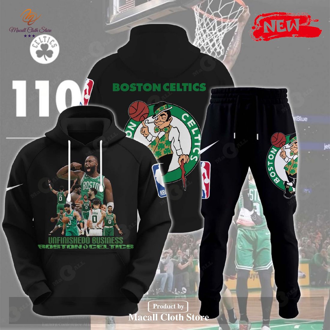 Boston Celtics NBA Unfinishedo Business 2023 Black Hoodie Sweatshirt 3D Boston Celtics NBA Unfinishedo Business 2023 Black Hoodie Sweatshirt 3D
