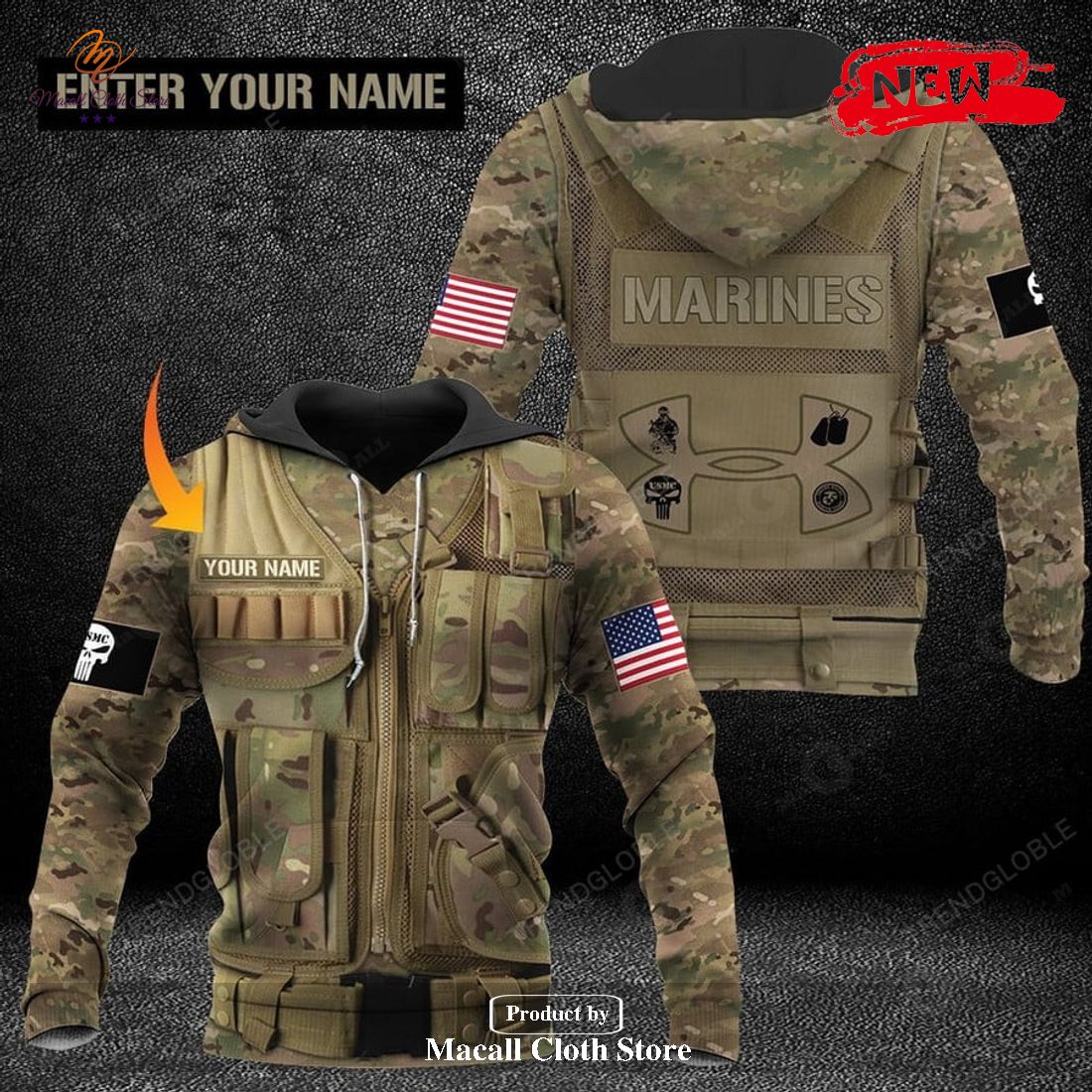 Personalized Name Army US Marine Preimum Design Hoodie Sweatshirt 3D Personalized Name Army US Marine Preimum Design Hoodie Sweatshirt 3D