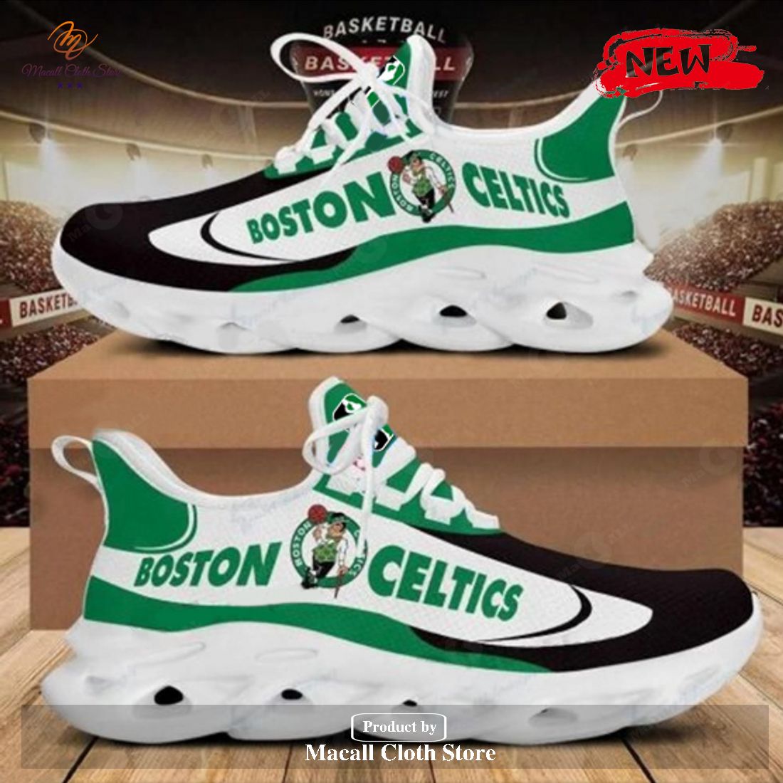NBA Boston Celtics Gift For Sports White Clunky Max Soul Sneaker Shoes NBA Boston Celtics Gift For Sports White Clunky Max Soul Sneaker Shoes