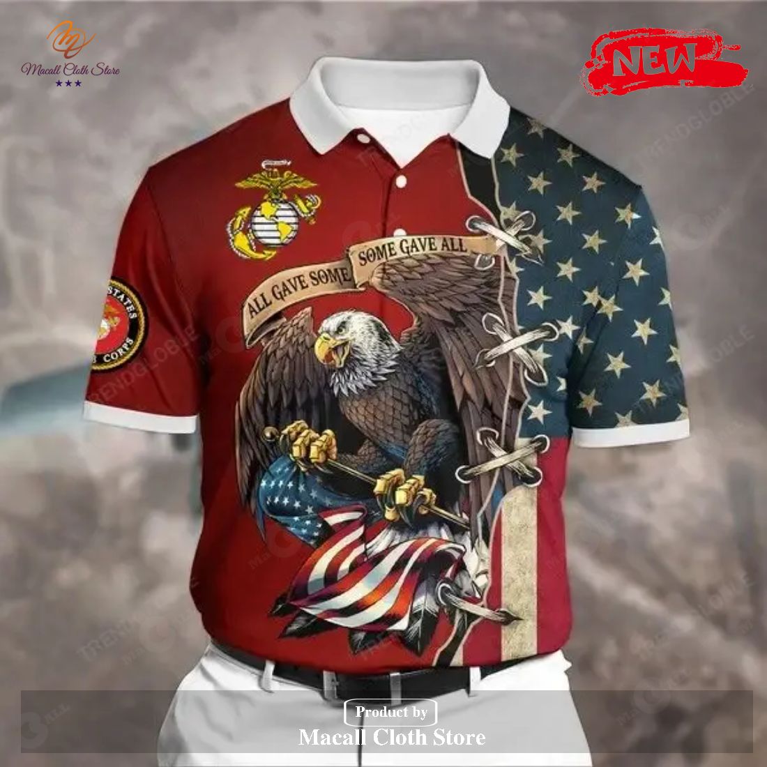 US Marine Eagle Mix Jersey Design Polo Shirt - Macall Cloth Store ...