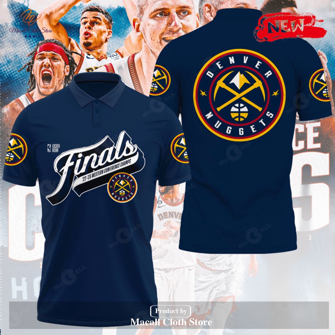 Denver Nuggets NBA Finals 2023 Eastern Conference Champs Dark Blue Polo Shirt Denver Nuggets NBA Finals 2023 Eastern Conference Champs Dark Blue Polo Shirt