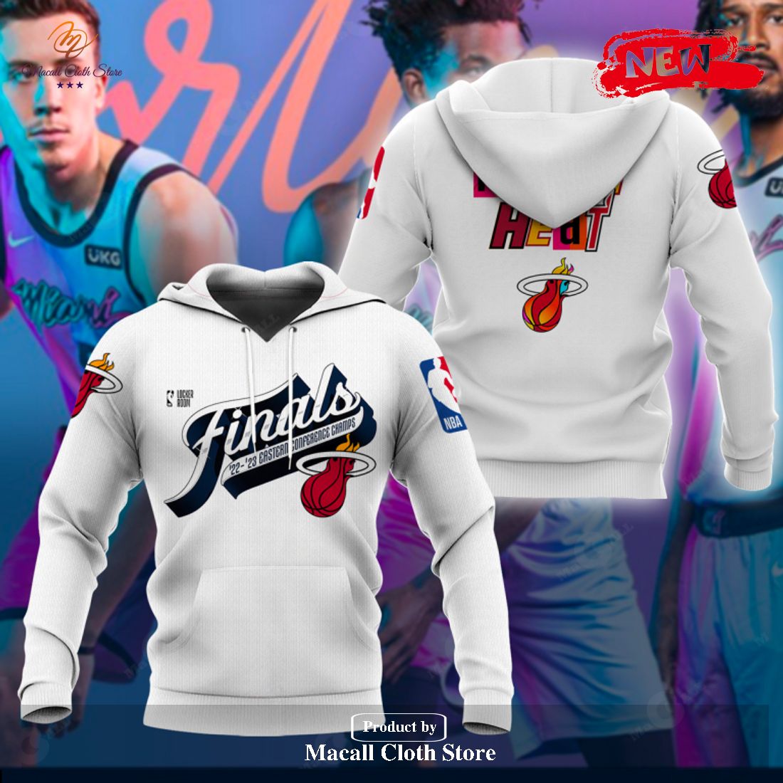 Miami Heat NBA Finals 2023 Eastern Conference Champs White Hoodie Sweatshirt 3D Miami Heat NBA Finals 2023 Eastern Conference Champs White Hoodie Sweatshirt 3D