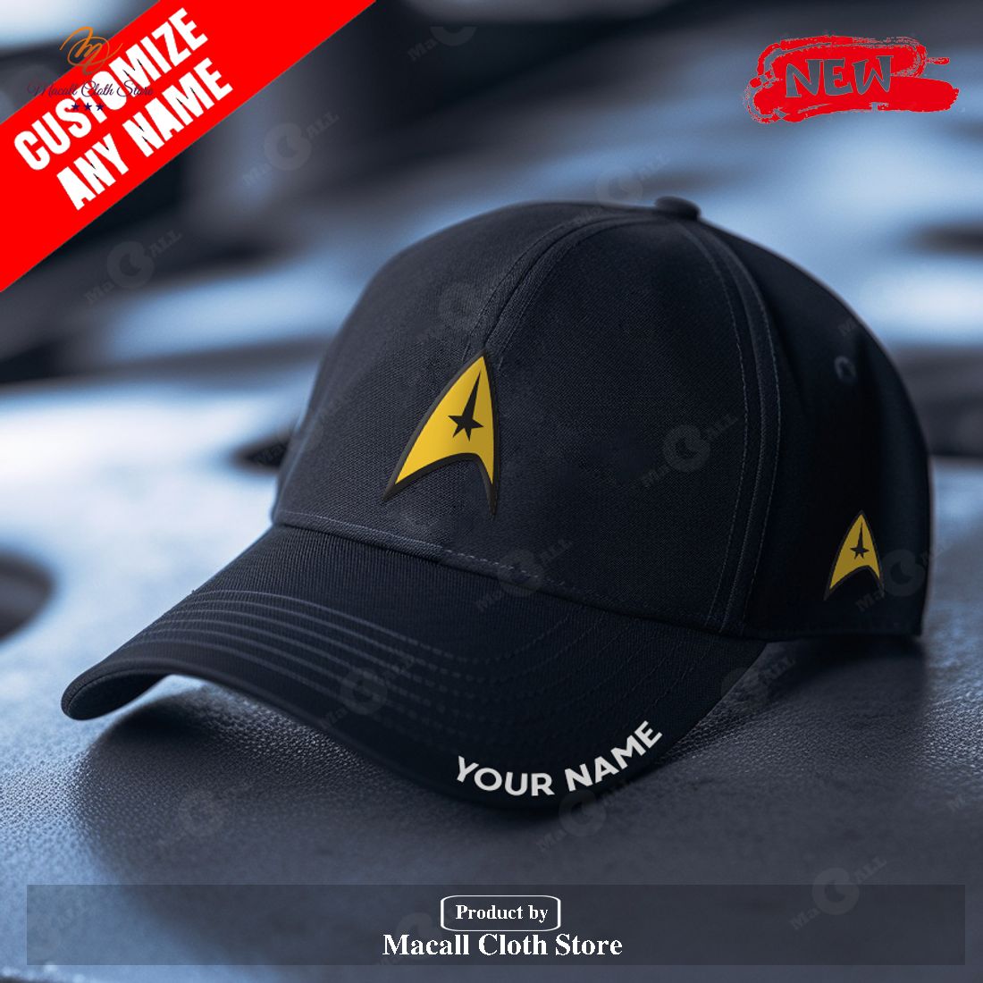 Personalized Name Star Trek Premium Black Classic Cap Personalized Name Star Trek Premium Black Classic Cap