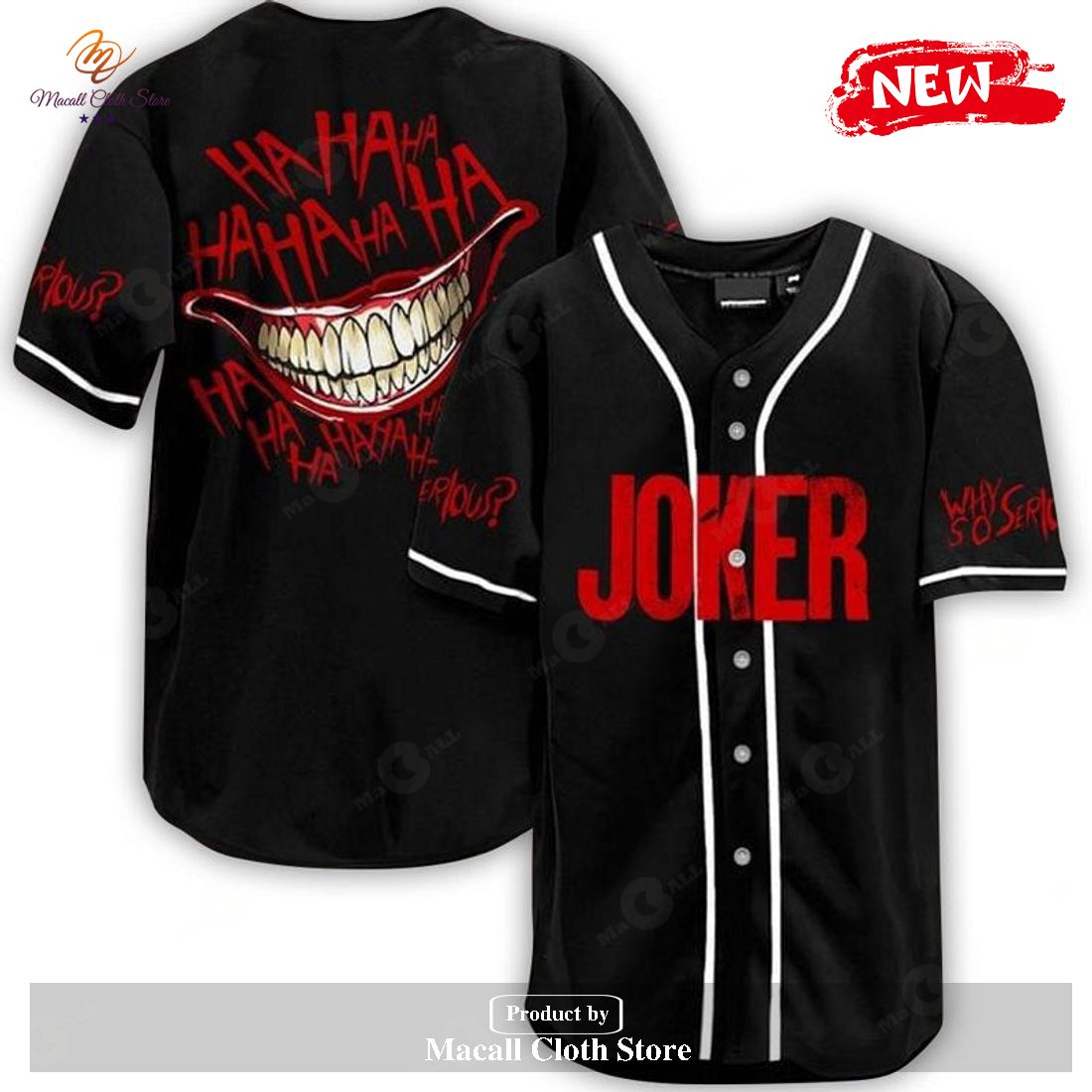 Joker HaHaHa Why So Serious Black Baseball Jersey