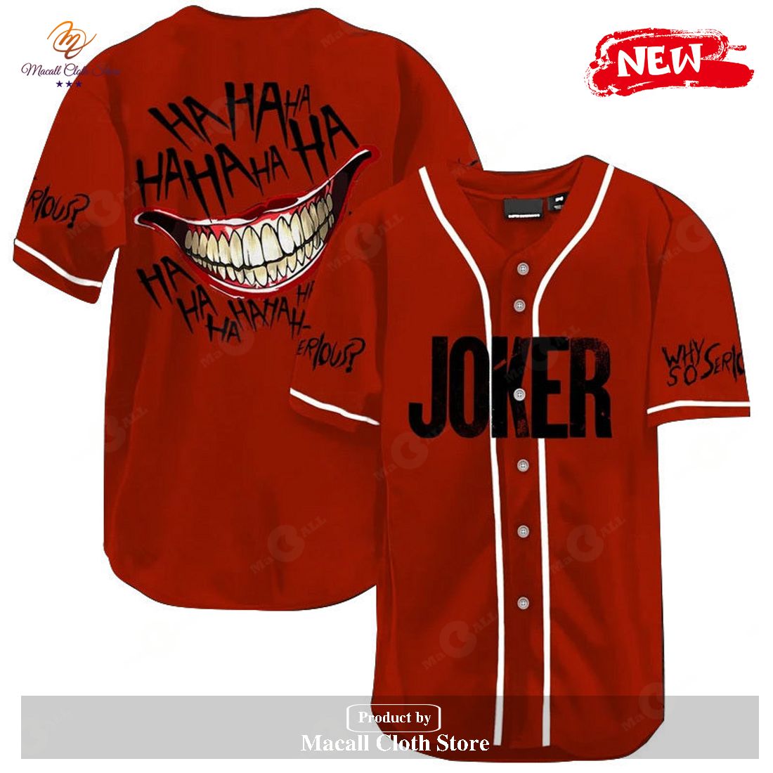Joker HaHaHa Why So Serious Red Baseball Jersey Joker HaHaHa Why So Serious Red Baseball Jersey