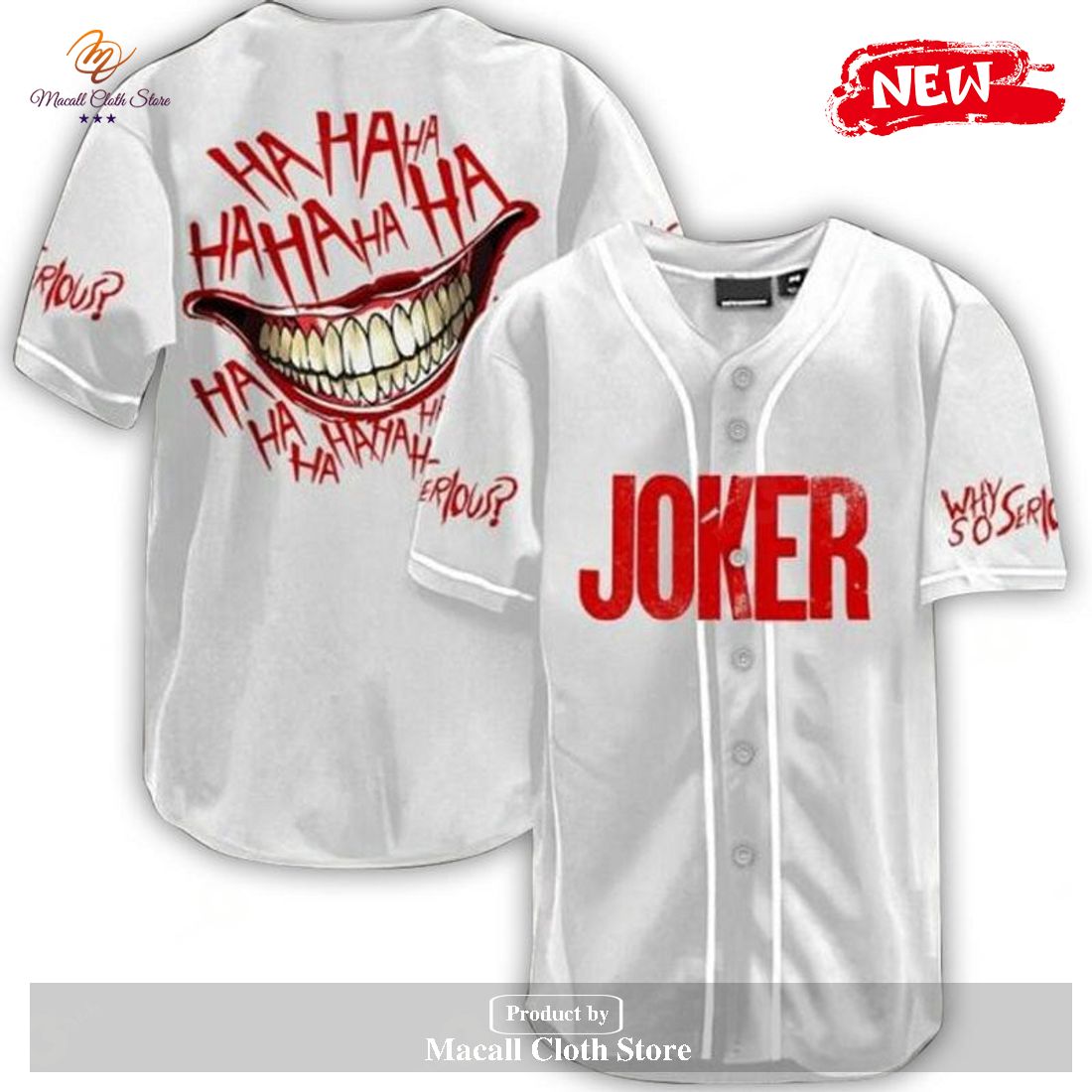 Joker HaHaHa Why So Serious White Baseball Jersey Joker HaHaHa Why So Serious White Baseball Jersey