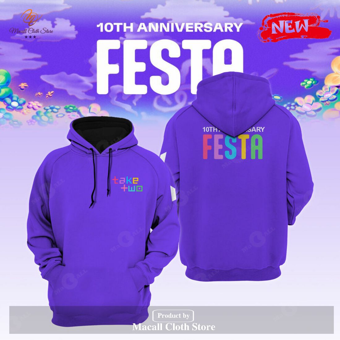 BTS 10th Anniversary FESTA – Take Two Light Violet Hoodie Sweatshirt 3D LIMITED EDITION BTS 10th Anniversary FESTA – Take Two Light Violet Hoodie Sweatshirt 3D LIMITED EDITION