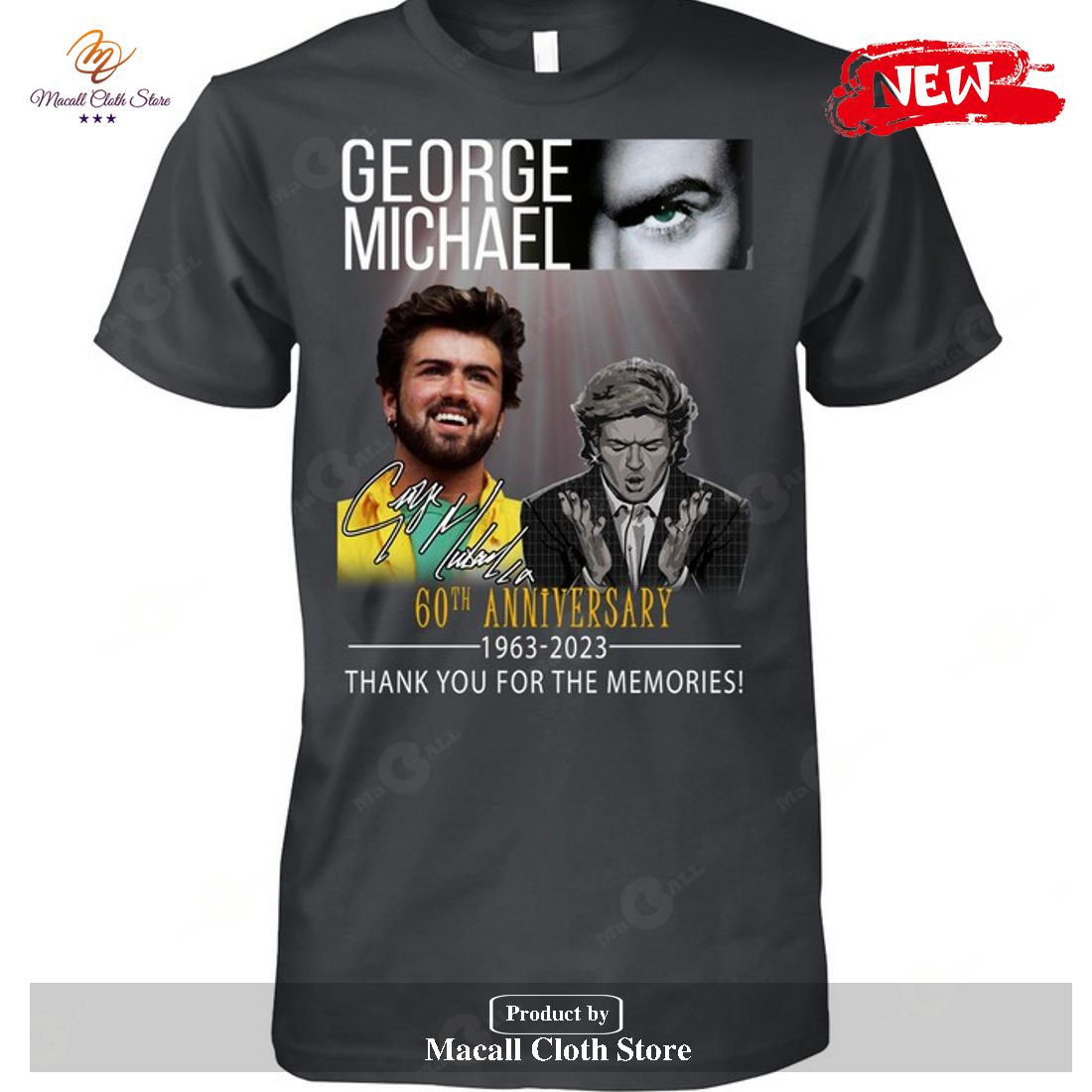 George Michael 60th Anniversary 1963 2023 Thank You For The Memories Signatures T-Shirt
