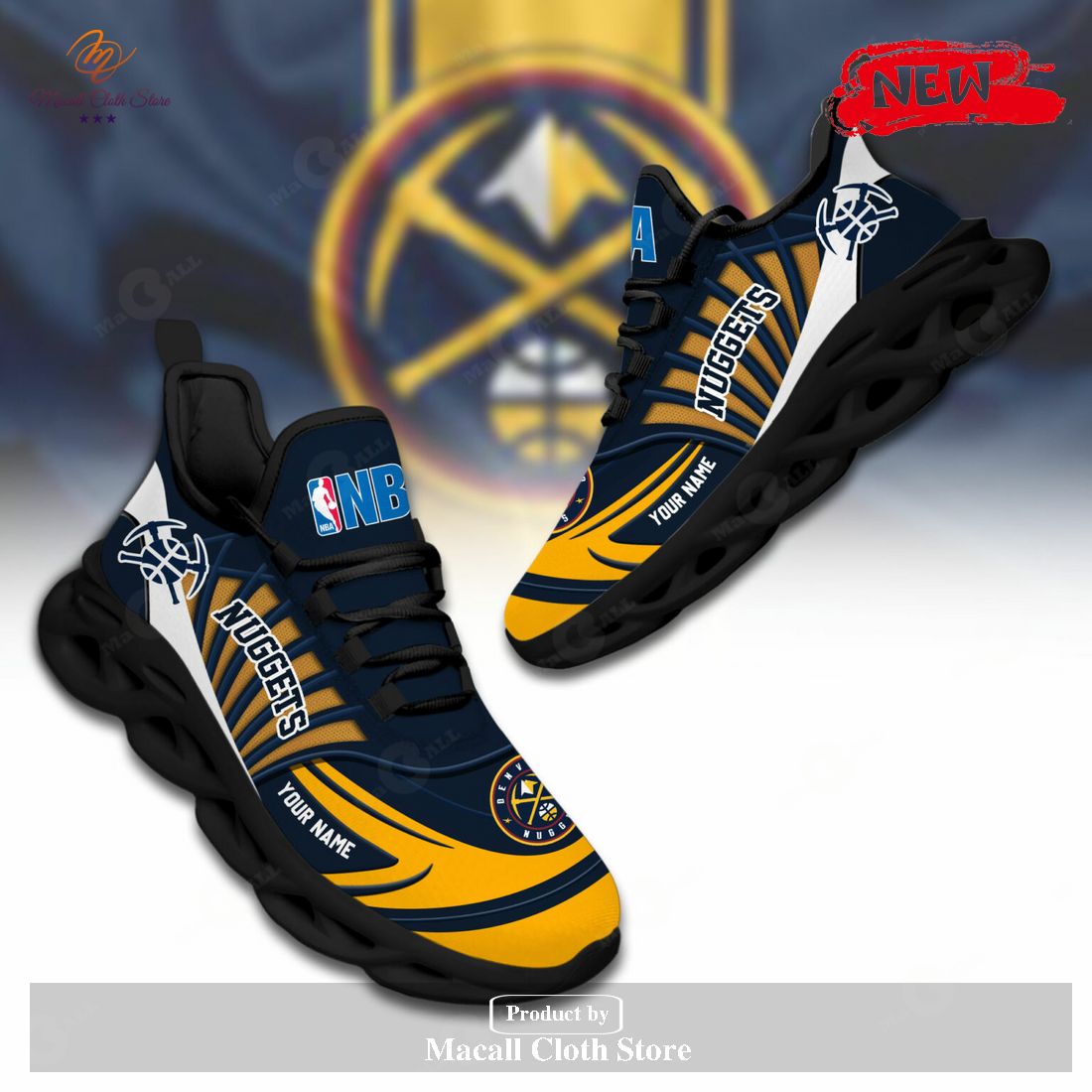 Denver Nuggets Custom Name NBA Max Soul Shoes Gift For Fans Running Sneaker  - Banantees