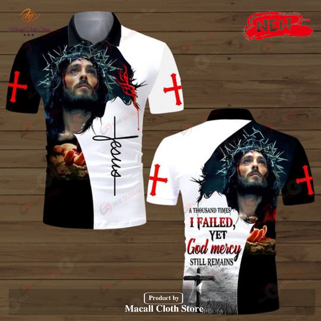 A Thousand Times I Failed Yet God Mercy All Over Printed Polo Shirt
