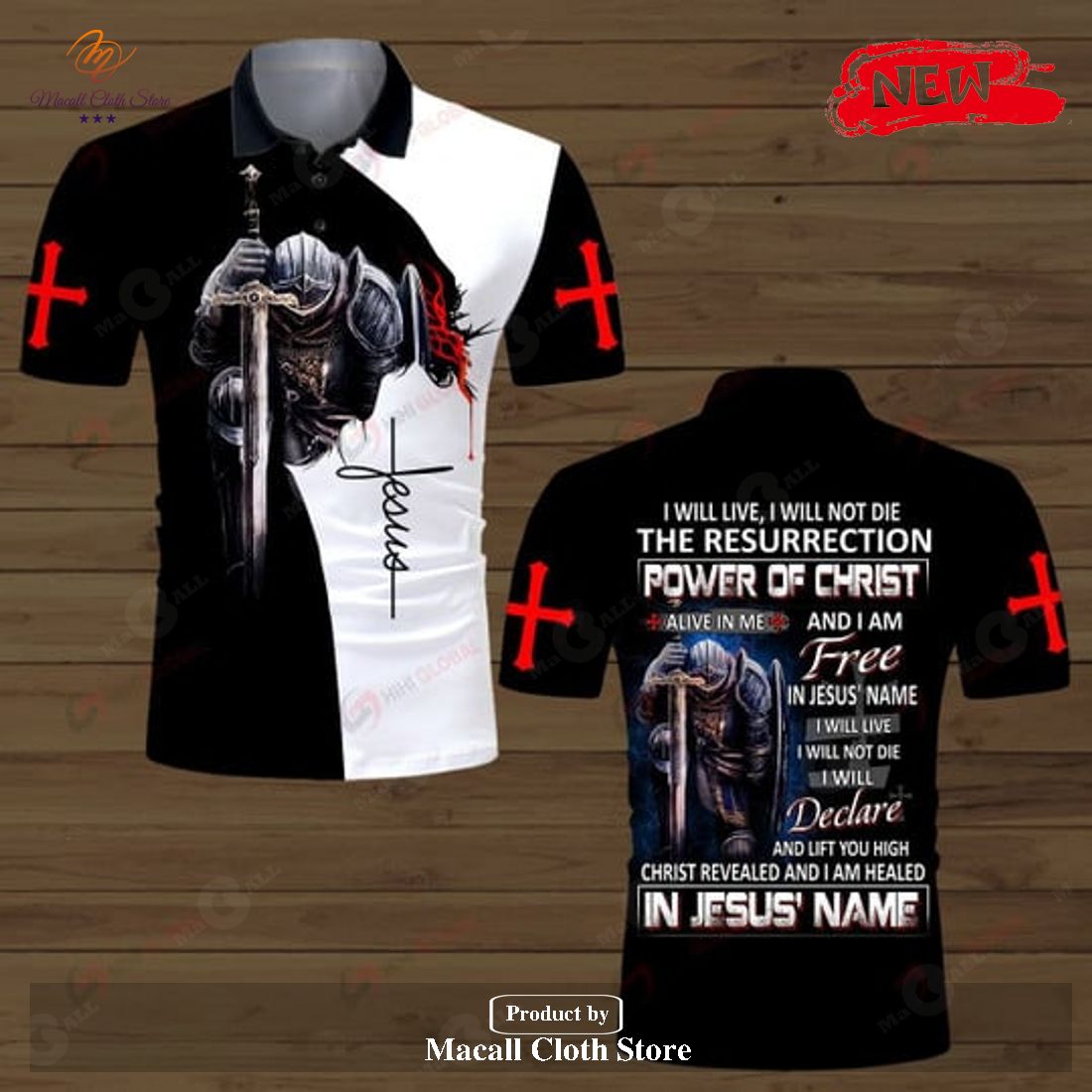 The Resurrection Power Of Christ Jesus Black Over Printed Polo Shirt ...