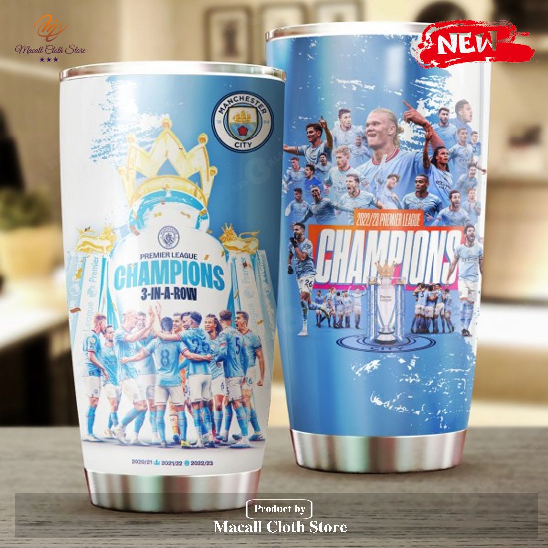 Manchester City – 2023 Premier League Champions 3 In A Row Tumbler Cup