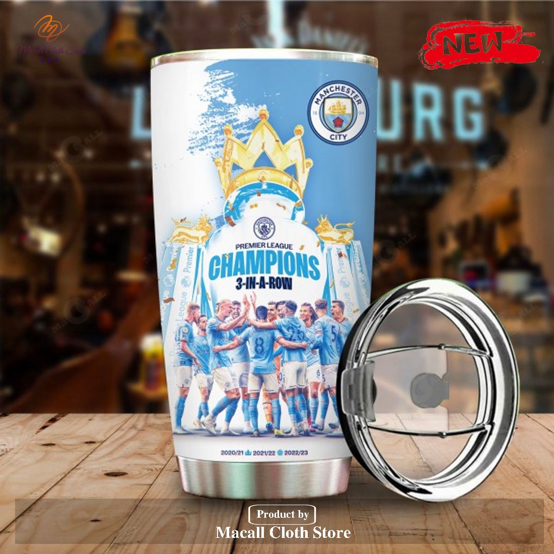 Manchester City – 2023 Premier League Champions 3 In A Row Tumbler Cup