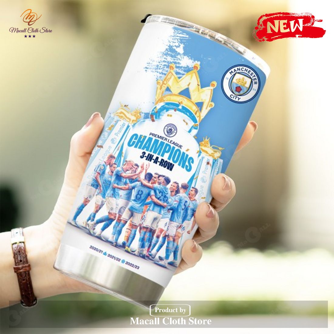 Manchester City - 2023 Premier League Champions 3 In A Row Tumbler Cup Manchester City - 2023 Premier League Champions 3 In A Row Tumbler Cup
