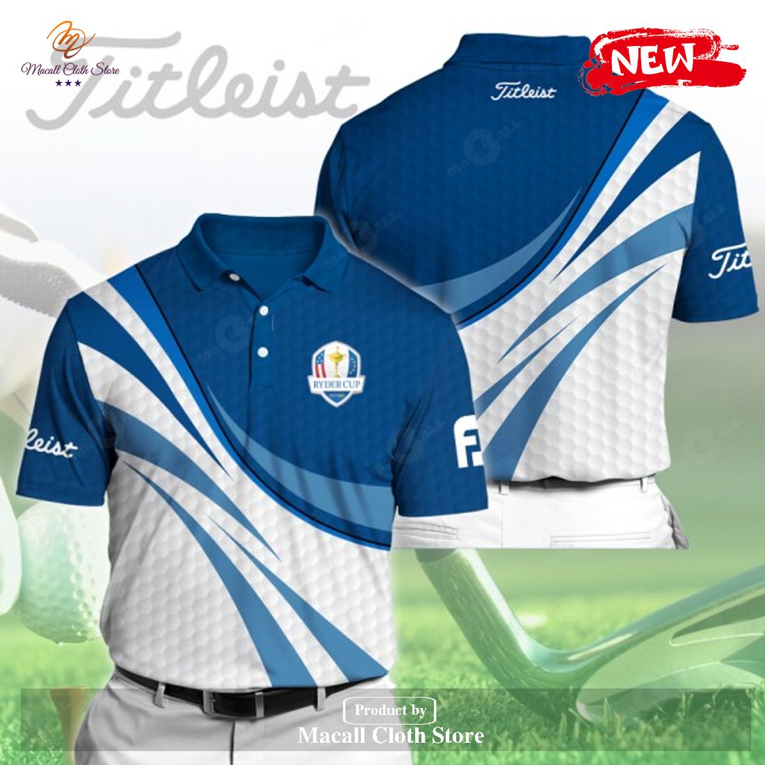 Ryder Cup x Titleist Golf Apparels Mix Blue White Polo Shirt - Macall ...