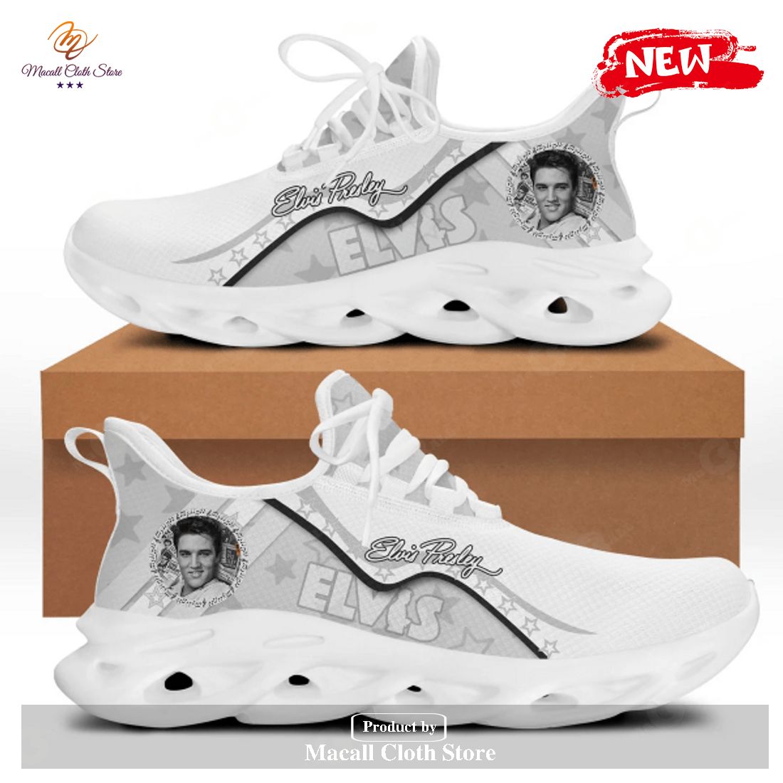 Elvis Presley Custom Sneaker Gift For Fans Lovers White Max Soul Sneaker Shoes Elvis Presley Custom Sneaker Gift For Fans Lovers White Max Soul Sneaker Shoes
