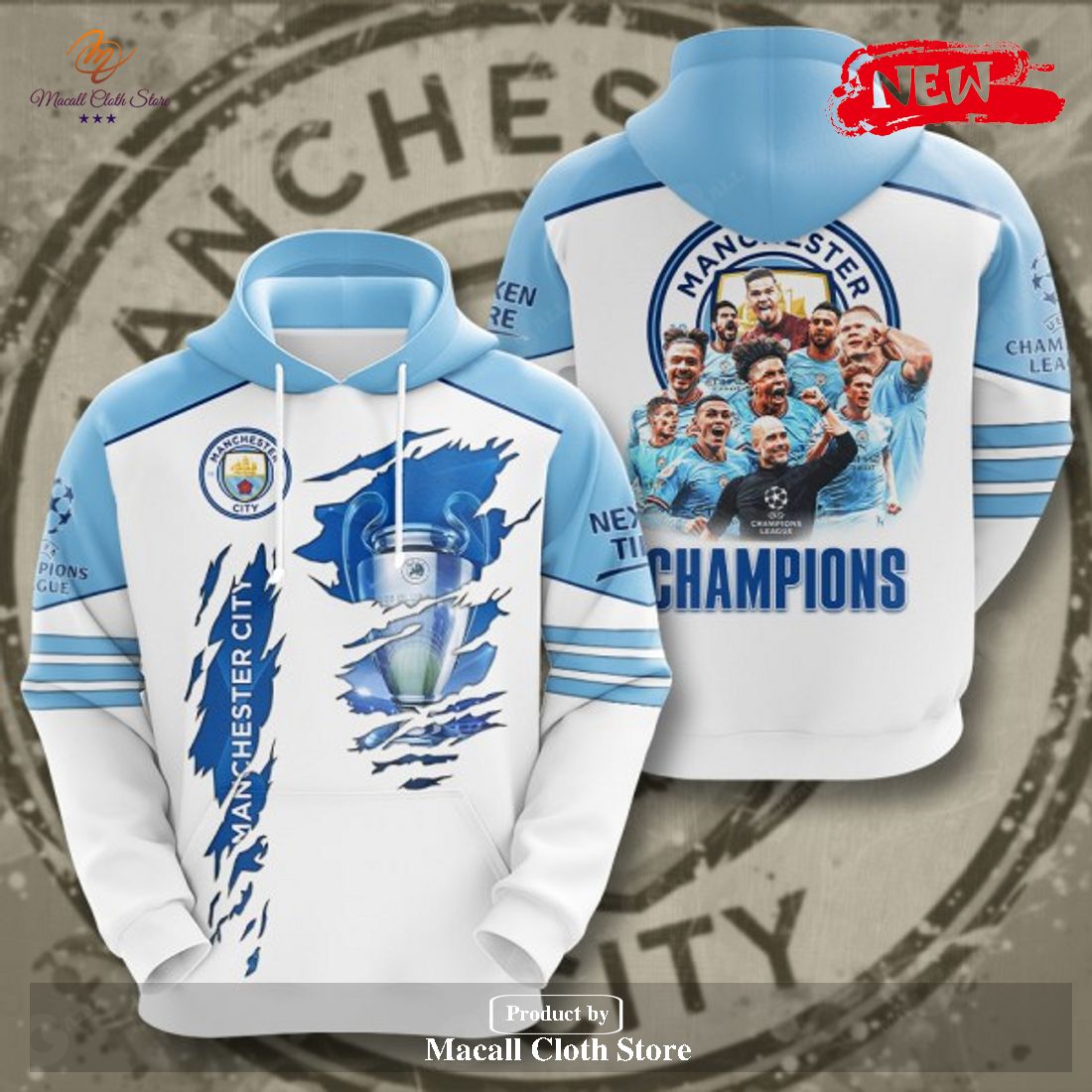 Manchester City 2023 Champions League Premium Sports Apparels Hoodie Sweatshirt 3D Manchester City 2023 Champions League Premium Sports Apparels Hoodie Sweatshirt 3D