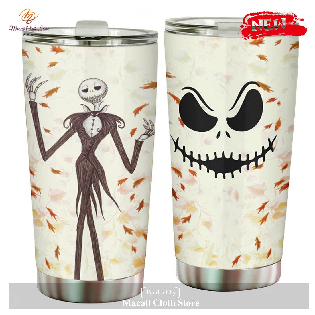 Jack Skellington Leaf Autumn Premium Tumbler