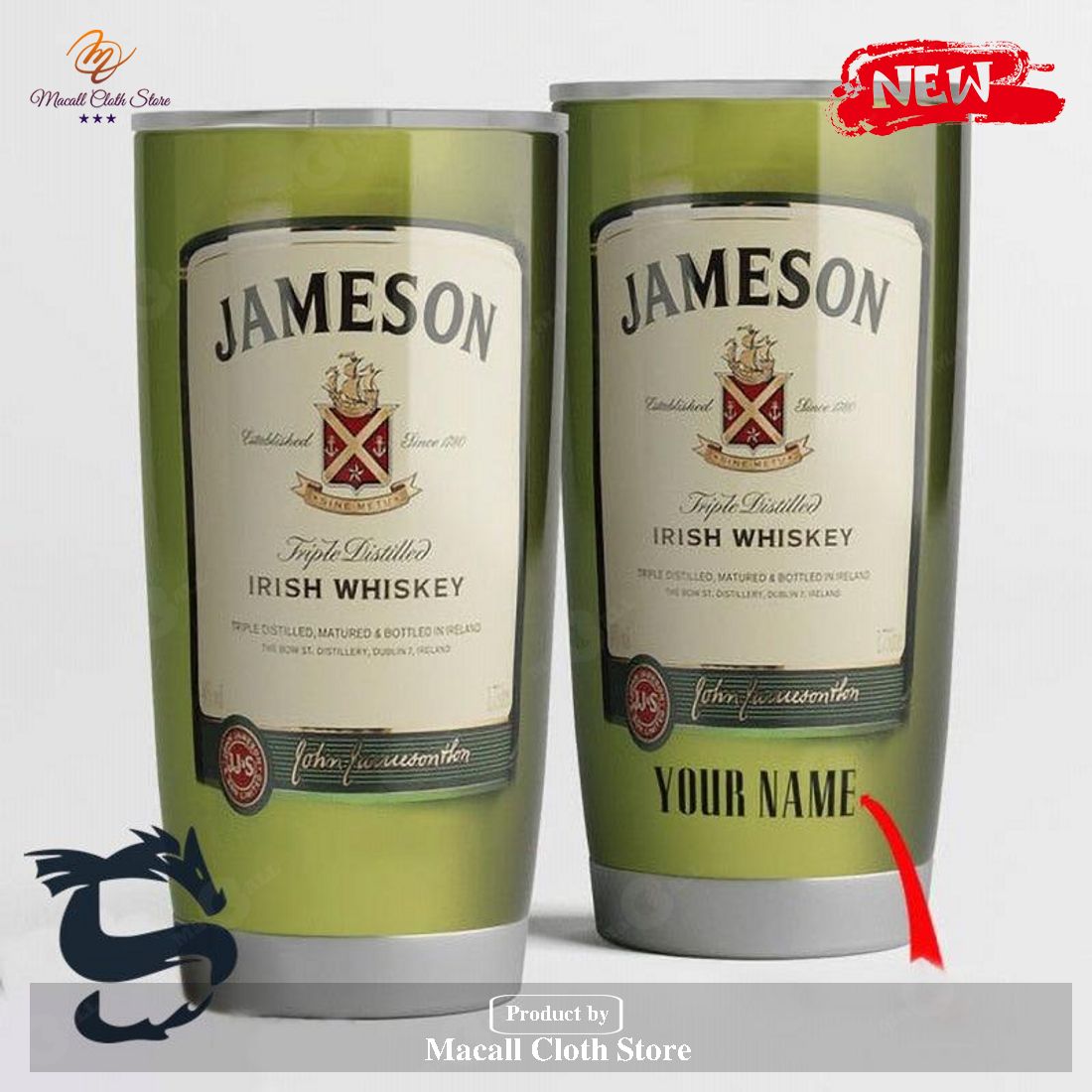 Personalized Name Basic Jameson Whiskey Premium Tumbler Personalized Name Basic Jameson Whiskey Premium Tumbler