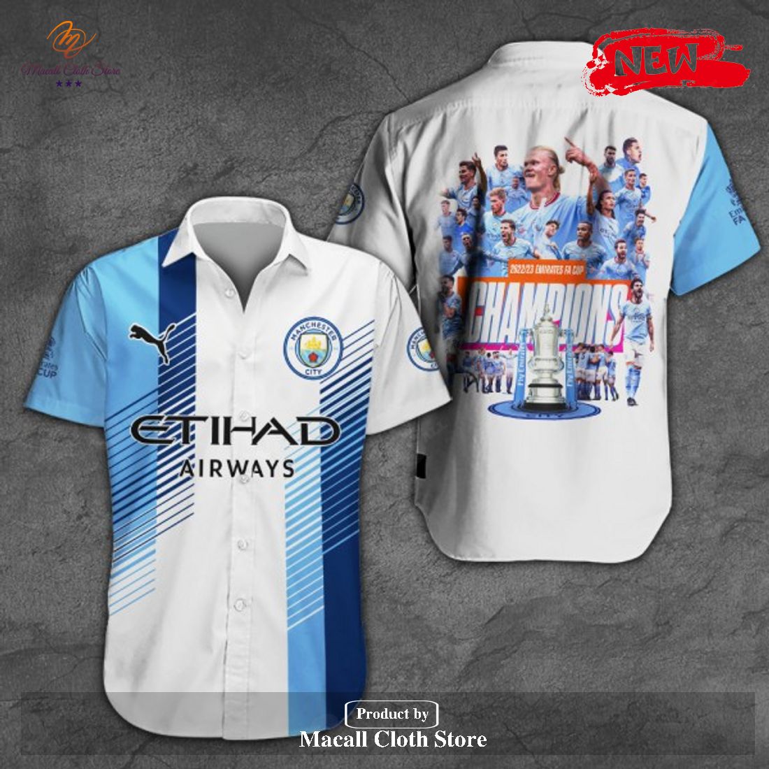 Manchester City 2023 Emirates FA Cup Champions White Sports Apparels Hawaiian Shirt and Short