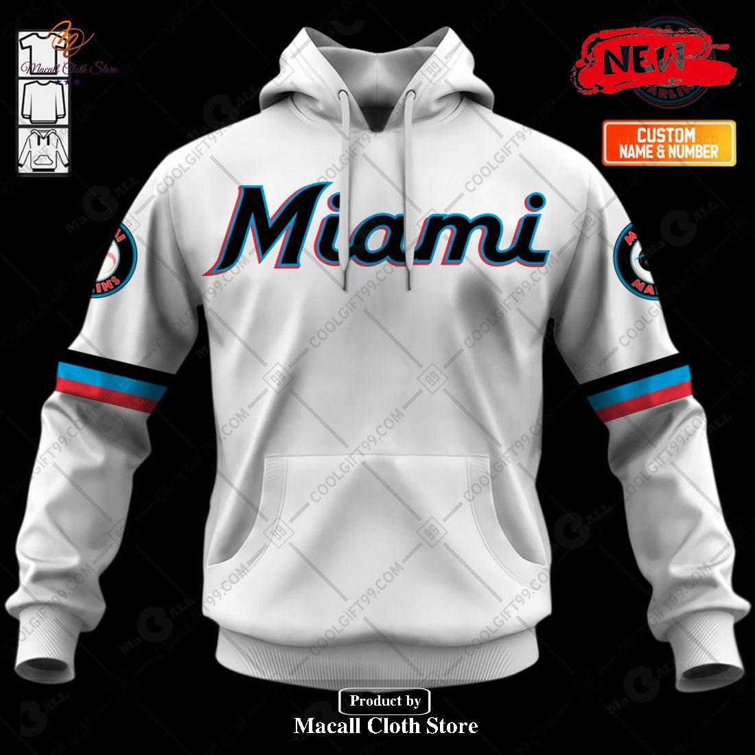 [NEW] Personalized MLB Miami Marlins Home Jersey Design Hoodie Sweatshirt 3D