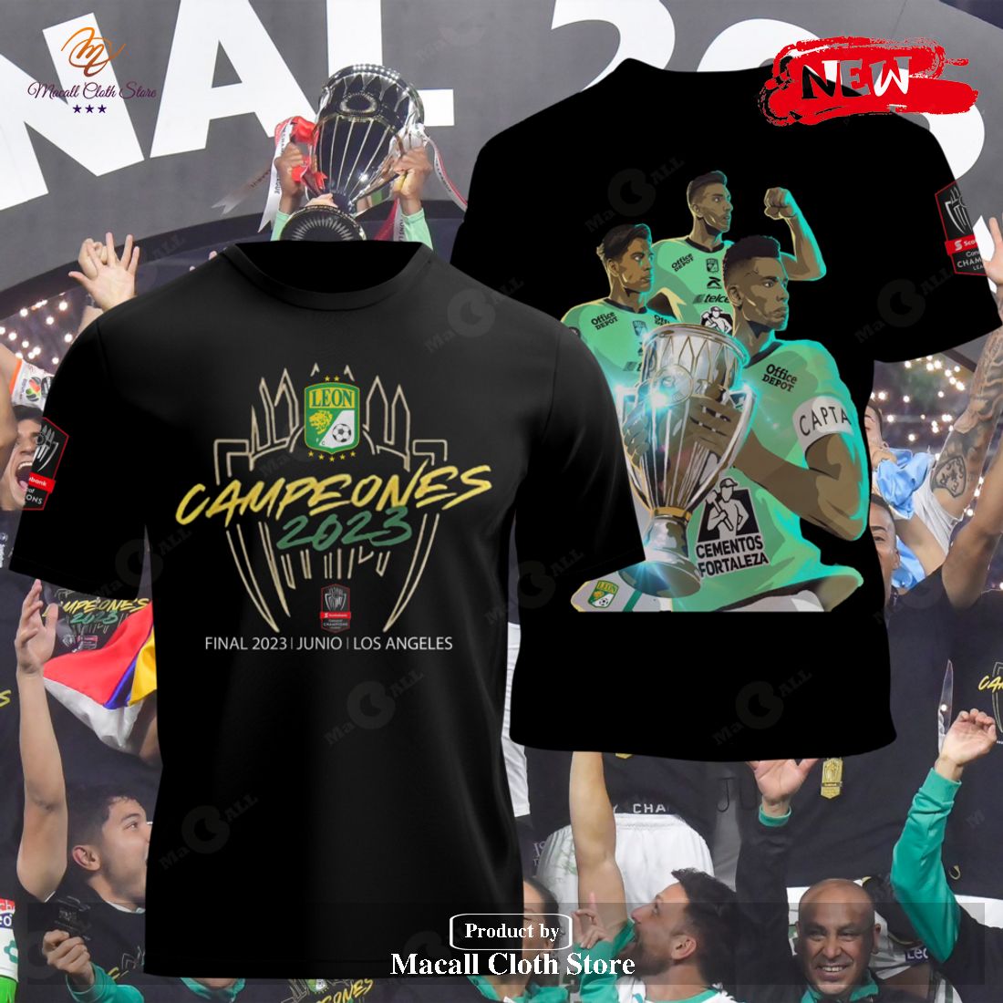 Leon Concacaf Champions League 2023 Winner Premium Black T-Shirt 3D Leon Concacaf Champions League 2023 Winner Premium Black T-Shirt 3D
