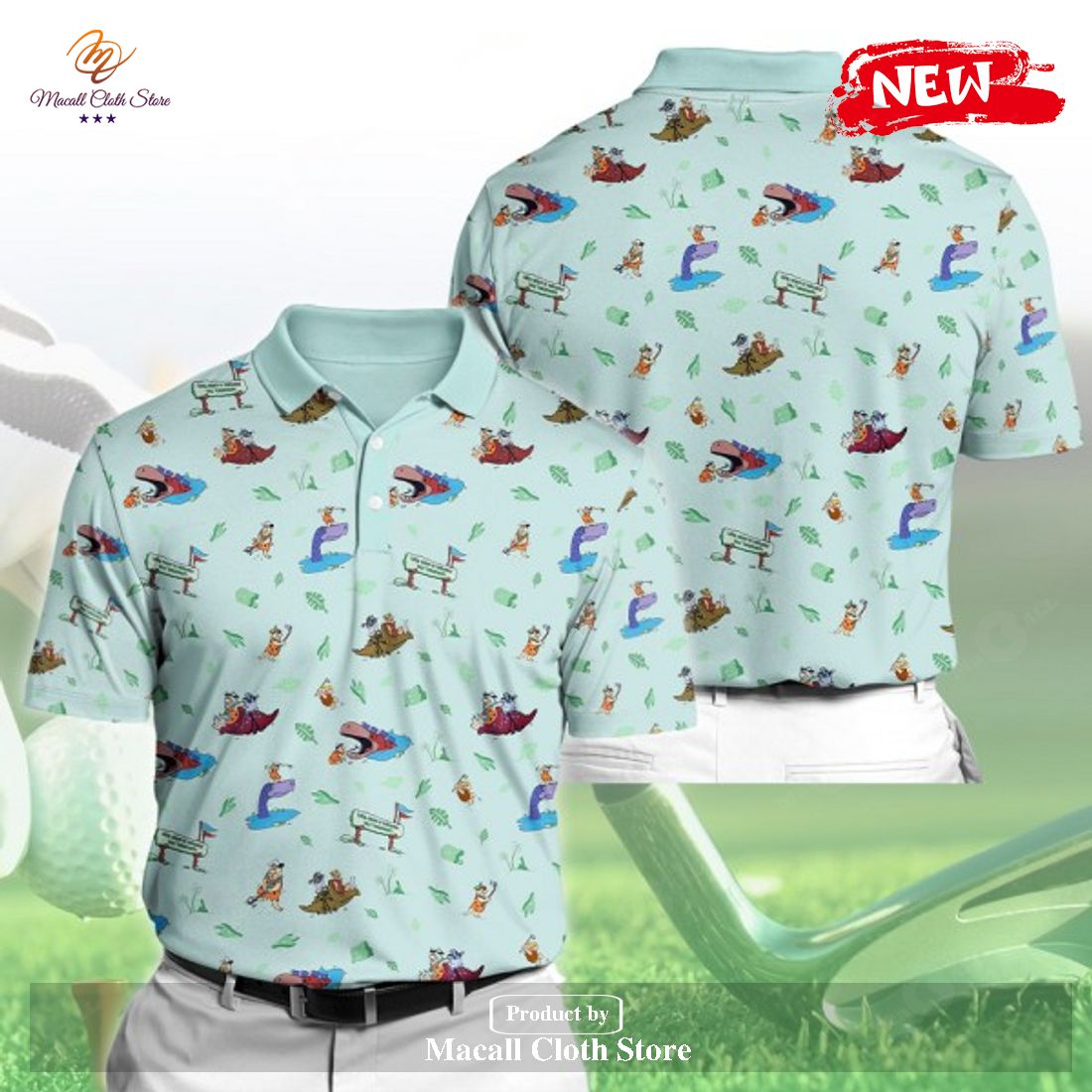 The Flintstones x Golf Nature Style Apparels Polo Shirt The Flintstones x Golf Nature Style Apparels Polo Shirt