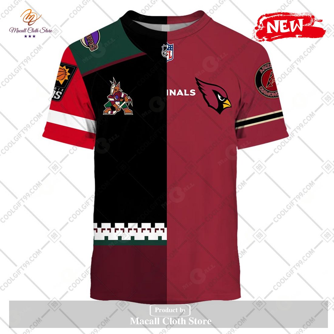 Personalized Arizona Coyotes - Arizona Cardinals - Arizona Diamondbacks - Phoenix Suns Mix Jersey Hoodie Sweatshirt 3D Personalized Arizona Coyotes - Arizona Cardinals - Arizona Diamondbacks - Phoenix Suns Mix Jersey Hoodie Sweatshirt 3D