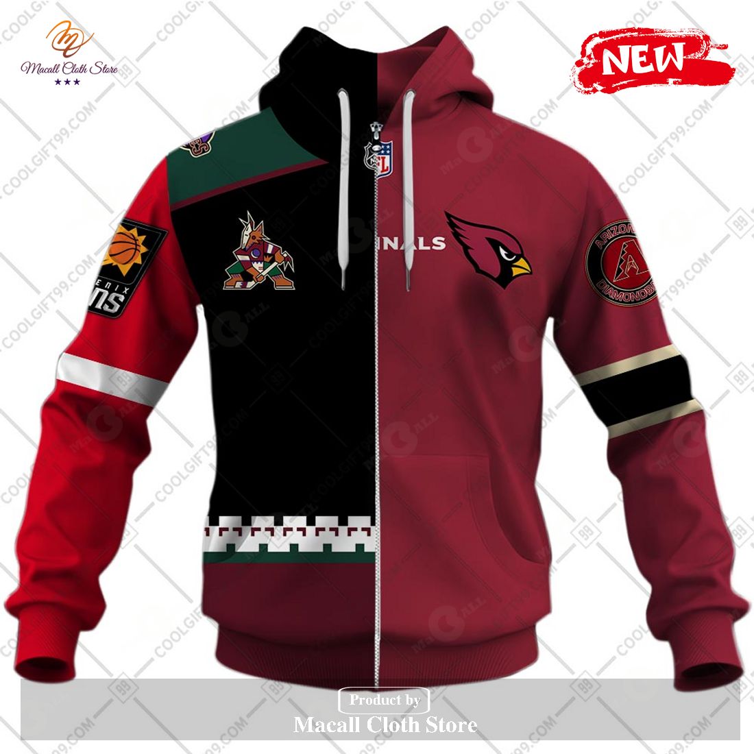 Personalized Arizona Coyotes - Arizona Cardinals - Arizona Diamondbacks - Phoenix Suns Mix Jersey Hoodie Sweatshirt 3D Personalized Arizona Coyotes - Arizona Cardinals - Arizona Diamondbacks - Phoenix Suns Mix Jersey Hoodie Sweatshirt 3D