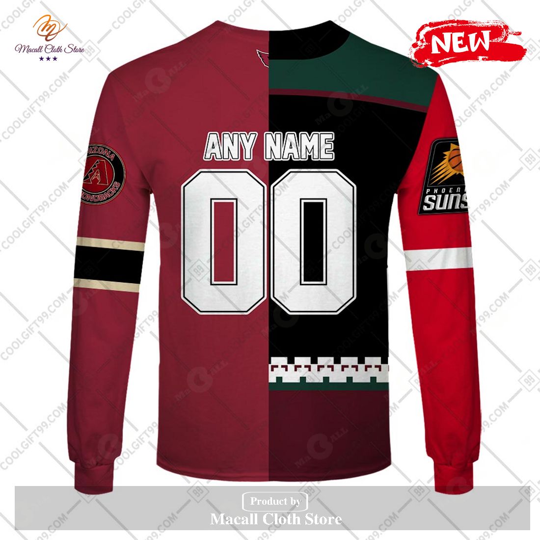 Personalized Arizona Coyotes - Arizona Cardinals - Arizona Diamondbacks - Phoenix Suns Mix Jersey Hoodie Sweatshirt 3D Personalized Arizona Coyotes - Arizona Cardinals - Arizona Diamondbacks - Phoenix Suns Mix Jersey Hoodie Sweatshirt 3D