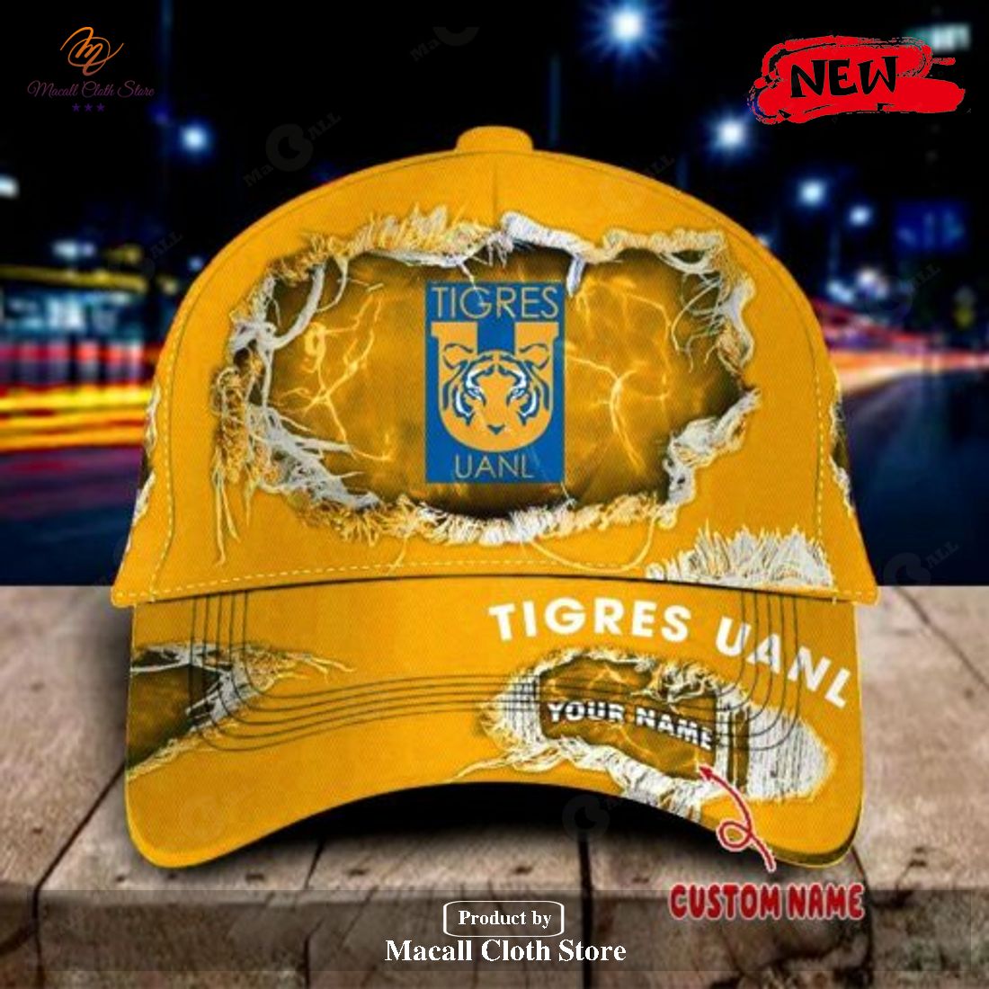 Personalized Name Tigres UANL Gifts For Sports Lovers Gold Classic Cap