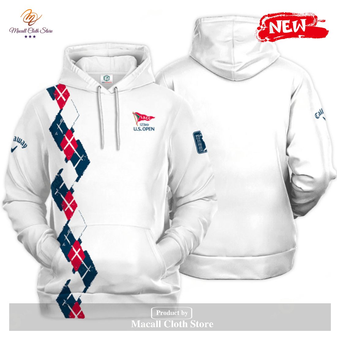 Callaway x US Open Championship Premium White Impressive Vertical Effect Hoodie Sweatshirt 3D Callaway x US Open Championship Premium White Impressive Vertical Effect Hoodie Sweatshirt 3D