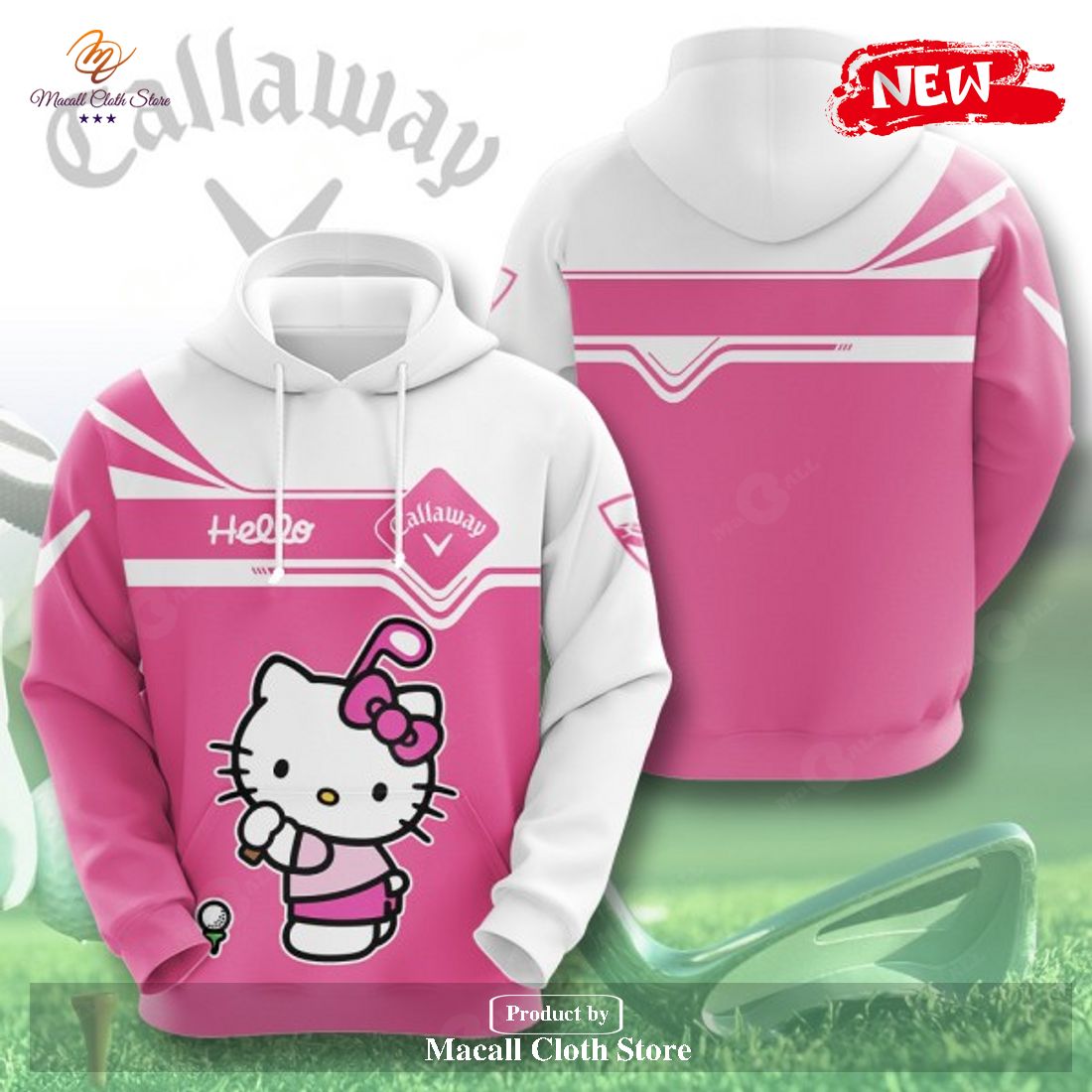 Hello Kitty x Callaway Premium Pink Style Hoodie Sweatshirt 3D Hello Kitty x Callaway Premium Pink Style Hoodie Sweatshirt 3D