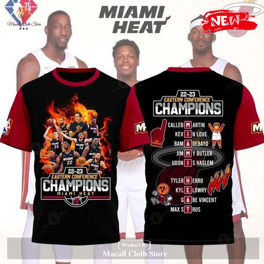 Miami Heat Eastern Conference 2023 Champions Fighting Energy T-Shirt 3D Miami Heat Eastern Conference 2023 Champions Fighting Energy T-Shirt 3D
